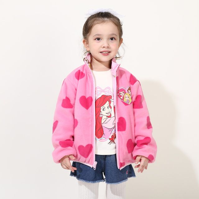 【ベビードール】プリンセス / リバーシブルアウター 9899K / ラプンツェル アリエル ベル 中綿 フリース 2WAY ブルゾン フードなし ベビーサイズ キッズ 女の子