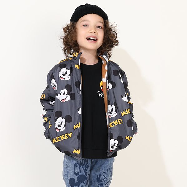 【ベビードール】ミッキー リバーシブルアウター 9900K / ベビーサイズ キッズ トップス 長袖 アウター ブルゾン ジャケット ジャンパー フリース 中綿 軽い 秋冬