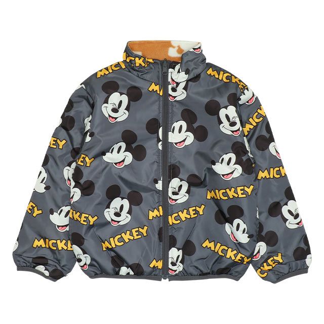 【ベビードール】ミッキー リバーシブルアウター 9900K / ベビーサイズ キッズ トップス 長袖 アウター ブルゾン ジャケット ジャンパー フリース 中綿 軽い 秋冬