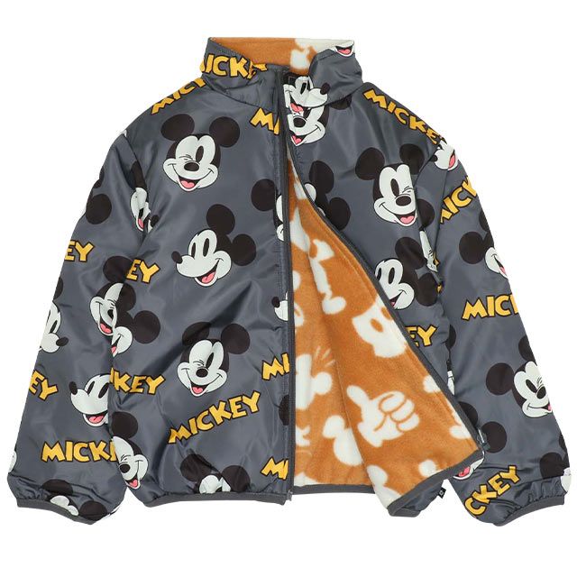 【ベビードール】ミッキー リバーシブルアウター 9900K / ベビーサイズ キッズ トップス 長袖 アウター ブルゾン ジャケット ジャンパー フリース 中綿 軽い 秋冬