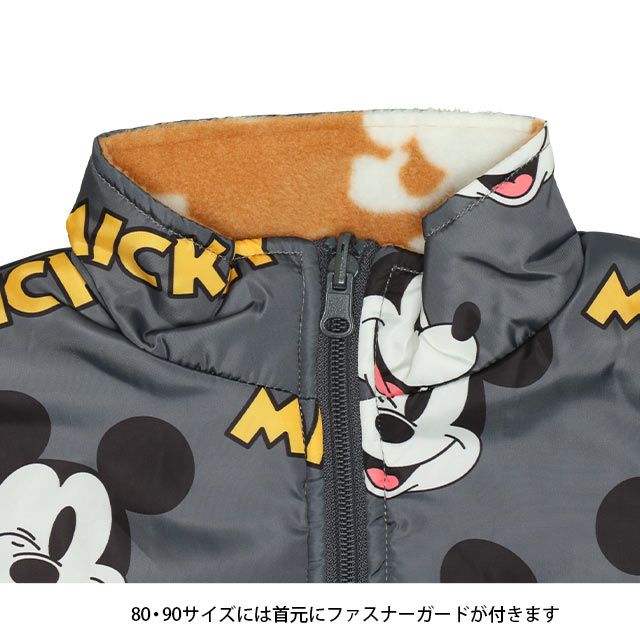 【ベビードール】ミッキー リバーシブルアウター 9900K / ベビーサイズ キッズ トップス 長袖 アウター ブルゾン ジャケット ジャンパー フリース 中綿 軽い 秋冬