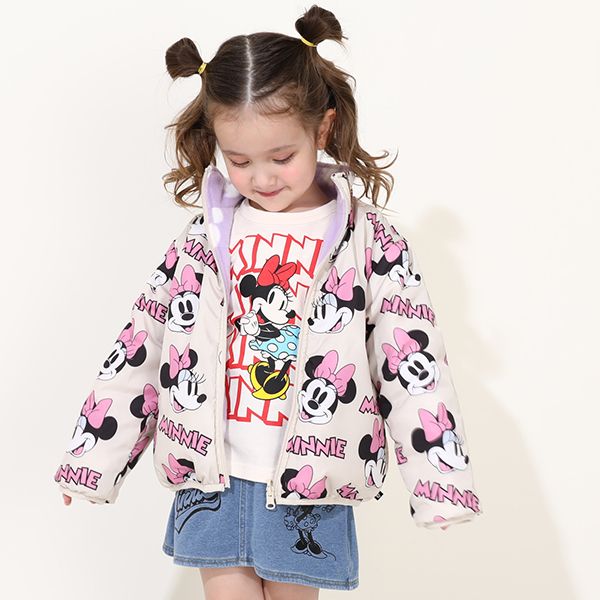 【ベビードール】ミニー リバーシブルアウター 9900K / ベビーサイズ キッズ トップス 長袖 アウター ブルゾン ジャケット ジャンパー フリース 中綿 軽い 秋冬