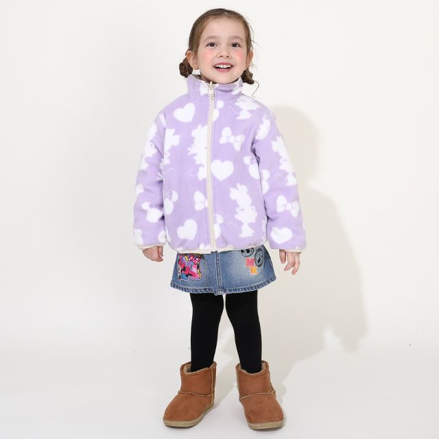 【ベビードール】ミニー リバーシブルアウター 9900K / ベビーサイズ キッズ トップス 長袖 アウター ブルゾン ジャケット ジャンパー フリース 中綿 軽い 秋冬