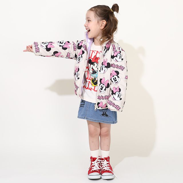 【ベビードール】ミニー リバーシブルアウター 9900K / ベビーサイズ キッズ トップス 長袖 アウター ブルゾン ジャケット ジャンパー フリース 中綿 軽い 秋冬