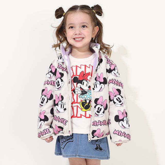 【ベビードール】ミニー リバーシブルアウター 9900K / ベビーサイズ キッズ トップス 長袖 アウター ブルゾン ジャケット ジャンパー フリース 中綿 軽い 秋冬