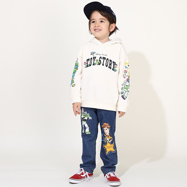 【ベビードール】親子お揃い トイ・ストーリー 裏起毛パーカー 9980K / ベビーサイズ キッズ トップス 長袖 秋冬 裏起毛 ウッディ バズ ジェシー リトルグリーンメン レックス