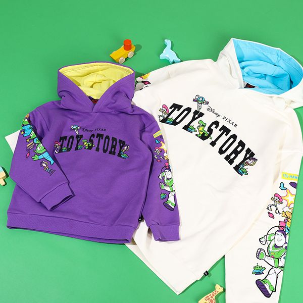 【ベビードール】親子お揃い トイ・ストーリー 裏起毛パーカー 9980K / ベビーサイズ キッズ トップス 長袖 秋冬 裏起毛 ウッディ バズ ジェシー リトルグリーンメン レックス