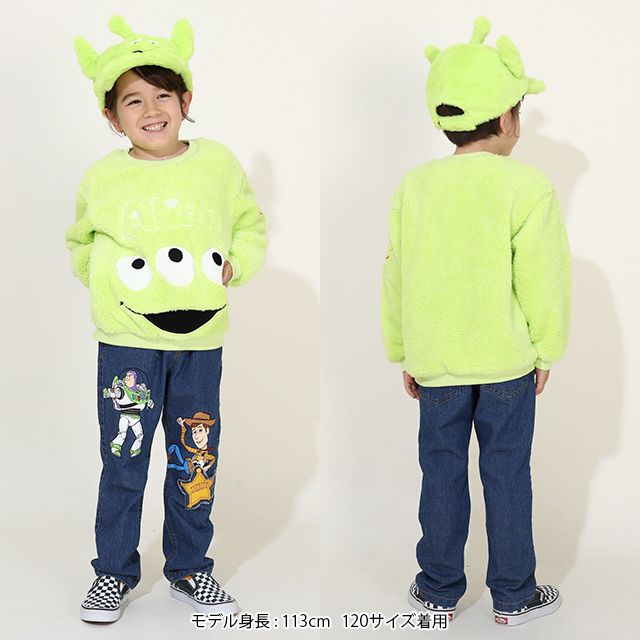 【ベビードール】トイ・ストーリー ストレートデニムロングパンツ 9981K / ベビーサイズ キッズ ボトム 長ズボン ジーパン ジーンズ ウエスト総ゴム ゴム穴付き ベルトループ フェイクボタン ストレッチ素材 ウッディ バズ ポテトヘッド