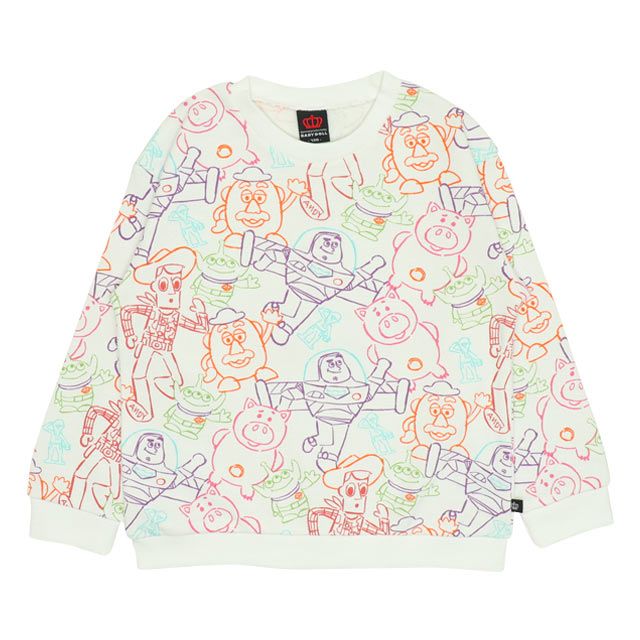 【ベビードール】トイ・ストーリー 親子お揃い 裏毛総柄トレーナー 9982K / ベビーサイズ キッズ リンクコーデ ペアルック 親子コーデ トップス 長袖 プルオーバー スウェット トレーナー