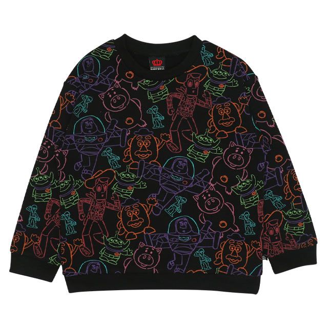 【ベビードール】トイ・ストーリー 親子お揃い 裏毛総柄トレーナー 9982K / ベビーサイズ キッズ リンクコーデ ペアルック 親子コーデ トップス 長袖 プルオーバー スウェット トレーナー