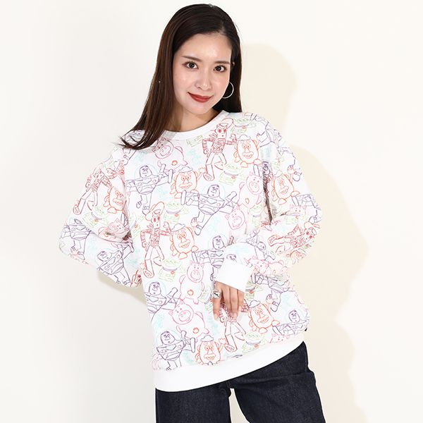 【ベビードール】ウッディ バズ・ライトイヤー ハム エイリアン 親子お揃い トイ・ストーリー 裏毛総柄トレーナー 9982A メンズ レディース