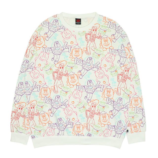 【ベビードール】ウッディ バズ・ライトイヤー ハム エイリアン 親子お揃い トイ・ストーリー 裏毛総柄トレーナー 9982A メンズ レディース