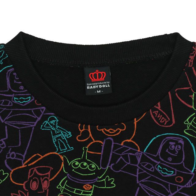 【ベビードール】ウッディ バズ・ライトイヤー ハム エイリアン 親子お揃い トイ・ストーリー 裏毛総柄トレーナー 9982A メンズ レディース