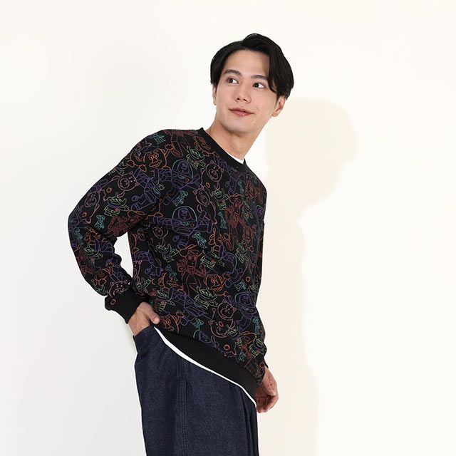 【ベビードール】ウッディ バズ・ライトイヤー ハム エイリアン 親子お揃い トイ・ストーリー 裏毛総柄トレーナー 9982A メンズ レディース