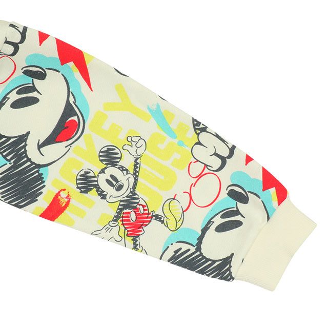 【ベビードール】ミッキー 親子お揃い グラフィティ総柄パーカー 9983K / ベビーサイズ キッズ リンクコーデ ペアルック 親子コーデ 長袖 トップス パーカー プルオーバー スウェット