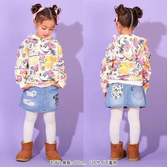 【ベビードール】ミニー 親子お揃い グラフィティ総柄パーカー 9983K / ベビーサイズ キッズ リンクコーデ ペアルック 親子コーデ 長袖 トップス パーカー プルオーバー スウェット