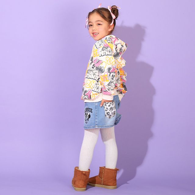 【ベビードール】ミニー 親子お揃い グラフィティ総柄パーカー 9983K / ベビーサイズ キッズ リンクコーデ ペアルック 親子コーデ 長袖 トップス パーカー プルオーバー スウェット