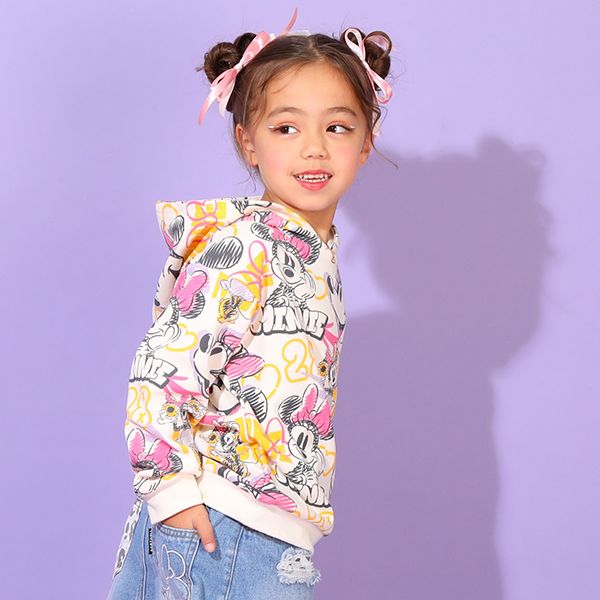 【ベビードール】ミニー 親子お揃い グラフィティ総柄パーカー 9983K / ベビーサイズ キッズ リンクコーデ ペアルック 親子コーデ 長袖 トップス パーカー プルオーバー スウェット