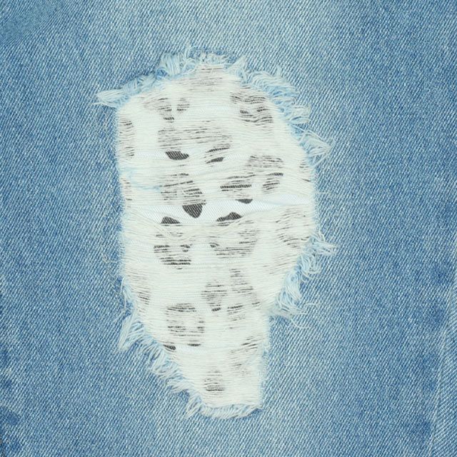 【ベビードール】ミッキー アニマル柄ダメージデニムロングパンツ 9984K / ベビーサイズ キッズ ボトム ジーパン ジーンズ リンクコーデ ペアルック ウエスト総ゴム ゴム穴付き フェイクボタン