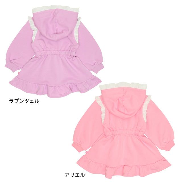 【ベビードール】アリエル プリンセス / フリル裏起毛ワンピース 9988K / キッズ ワンピ 長袖 スカート フード付き ボリューム袖 ウエストゴム入り ガーリー 秋冬