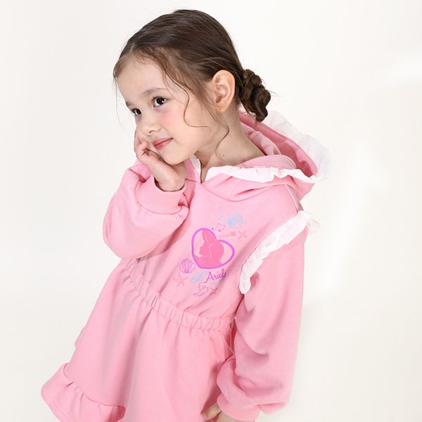 【ベビードール】アリエル プリンセス / フリル裏起毛ワンピース 9988K / キッズ ワンピ 長袖 スカート フード付き ボリューム袖 ウエストゴム入り ガーリー 秋冬