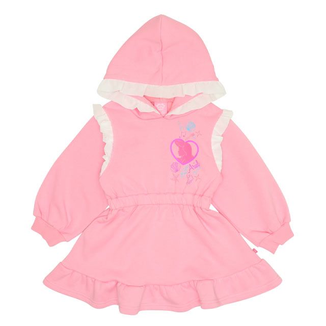 【ベビードール】アリエル プリンセス / フリル裏起毛ワンピース 9988K / キッズ ワンピ 長袖 スカート フード付き ボリューム袖 ウエストゴム入り ガーリー 秋冬