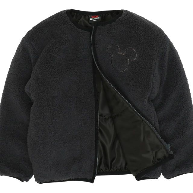 【ベビードール】ミッキー 中綿ボアブルゾン 9990K / ベビーサイズ キッズ トップス 長袖 アウター ブルゾン ジャケット 羽織 コート 秋冬 もこもこ 防寒
