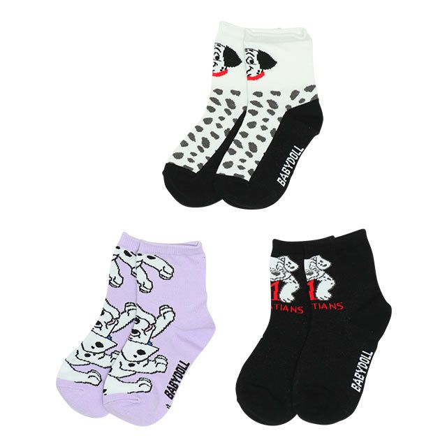 【ベビードール】１０１匹わんちゃん ソックスセット7089 / ベビーサイズ キッズ くつ下 靴下 3足セット 3足組み 3点セット プチプラ 10-13cm・13-16cm滑り止め付き