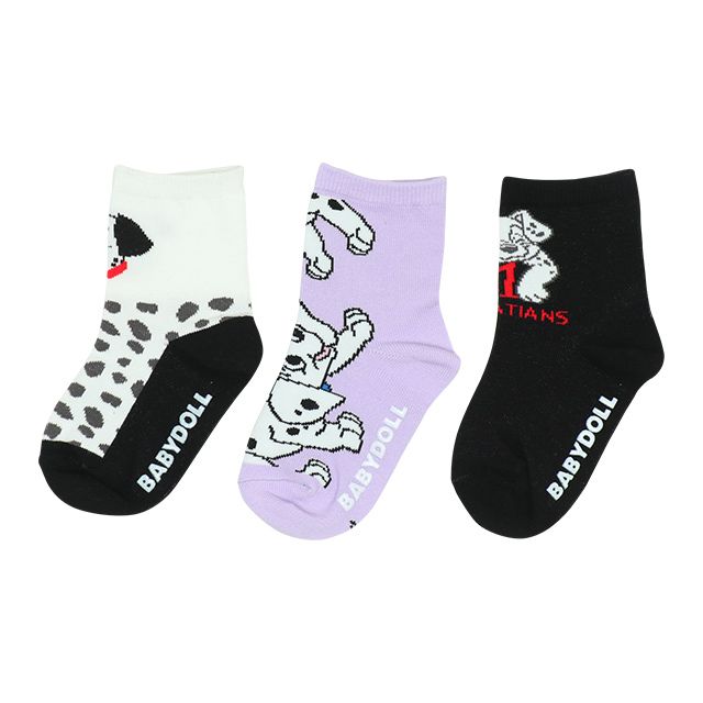 【ベビードール】１０１匹わんちゃん ソックスセット7089 / ベビーサイズ キッズ くつ下 靴下 3足セット 3足組み 3点セット プチプラ 10-13cm・13-16cm滑り止め付き
