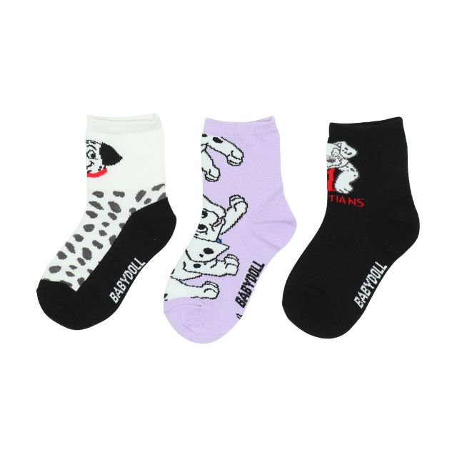 【ベビードール】１０１匹わんちゃん ソックスセット7089 / ベビーサイズ キッズ くつ下 靴下 3足セット 3足組み 3点セット プチプラ 10-13cm・13-16cm滑り止め付き