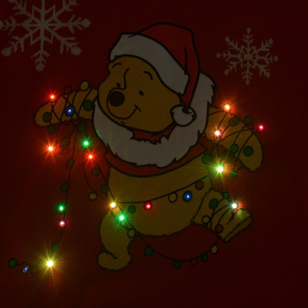 プーさん 長袖セーター ライトアップ レッド DISNEY CHRISTMAS