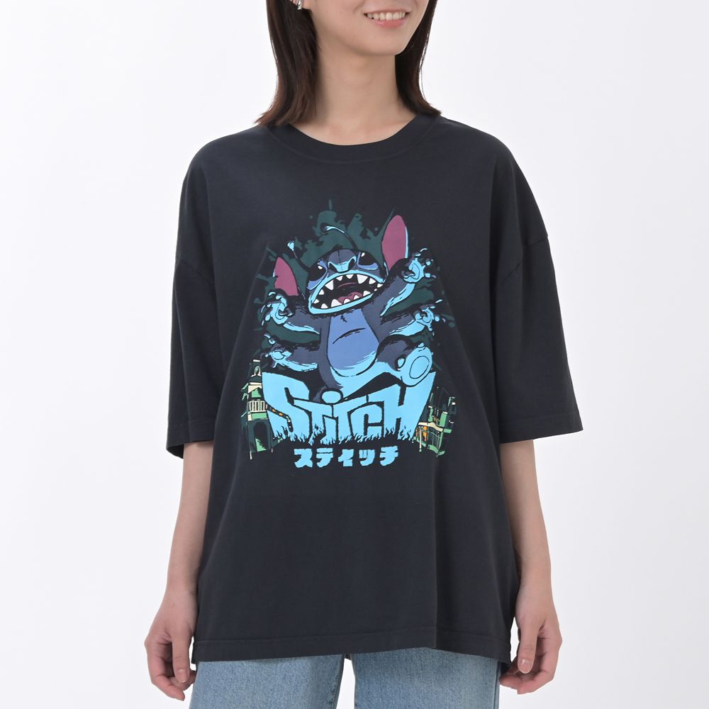 スティッチ 半袖Tシャツ ブルー L XL STITCHZILA