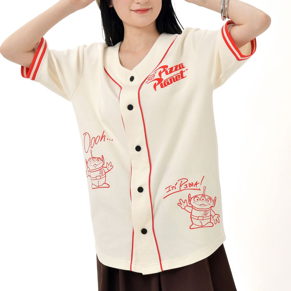 リトル・グリーン・メン／エイリアン 半袖シャツ ベースボールシャツ PIZZA PLANET