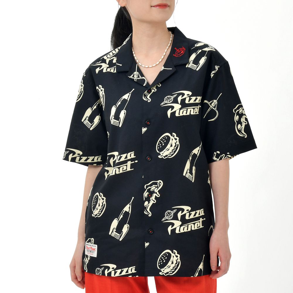 リトル・グリーン・メン／エイリアン 半袖シャツ ブラック L XL PIZZA PLANET